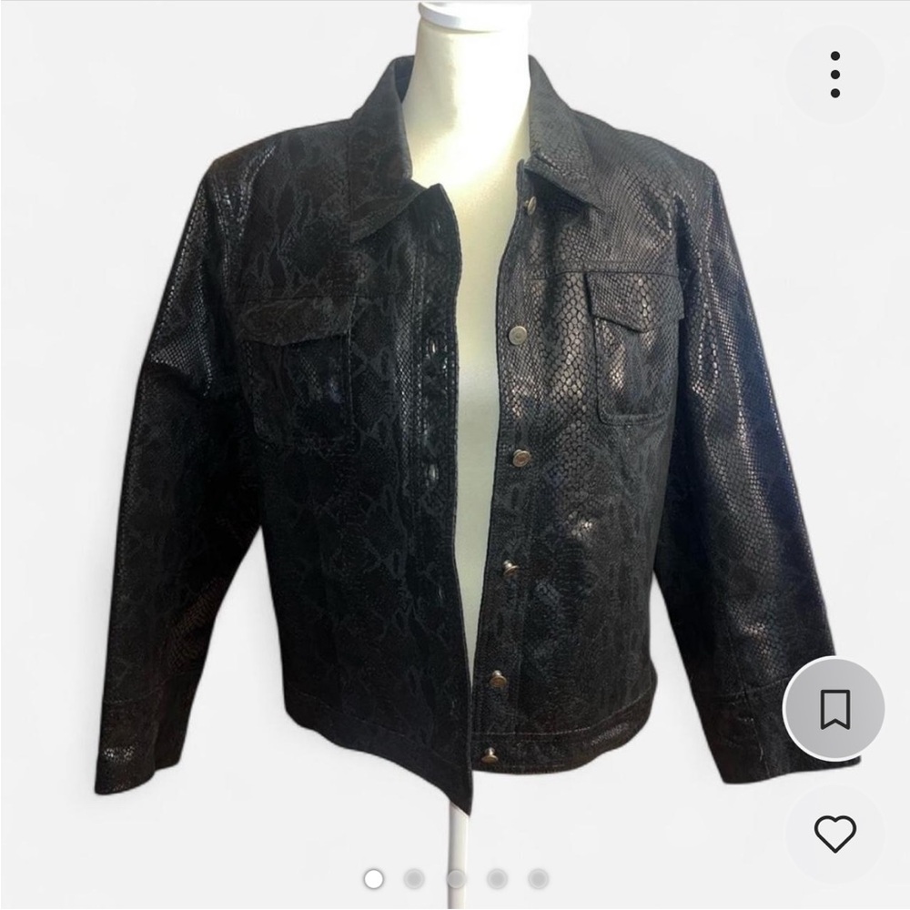 Vintage Black Adler Collection snake skin leather jacket Size XL